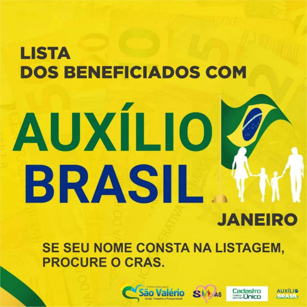 ATENÇÃO! Lista dos Beneficiados com o AUXÍLIO BRASIL em São Valério-TO!