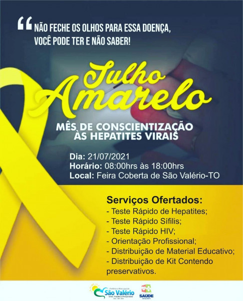 JULHO AMARELO – MÊS DE CONSCIENTIZAÇÃO ÀS HEPATITES VIRAIS!