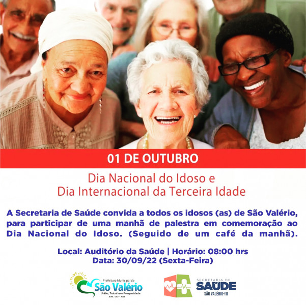 Secretaria de Saúde Convida Idosos para Evento em Comemoração ao Dia do Idoso.