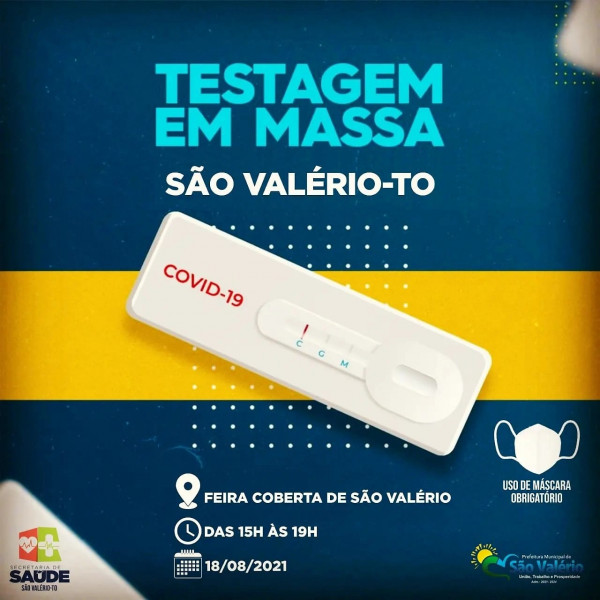 Secretaria de Saúde Disponibiliza Testagem em Massa para População de São Valério Contra a Covid-19.