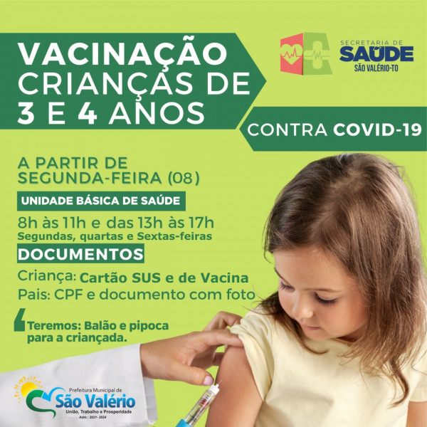 Secretaria de Saúde! VACINAÇÃO PEDIÁTRICA CONTRA A (COVID-19)!