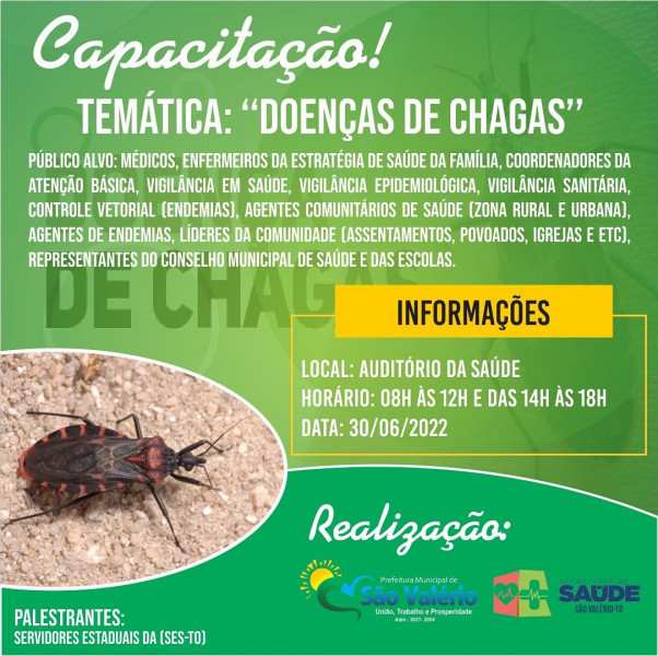 CONVITE! Secretaria de Saúde Realiza Capacitação com a Temática: “Doenças de Chagas”.
