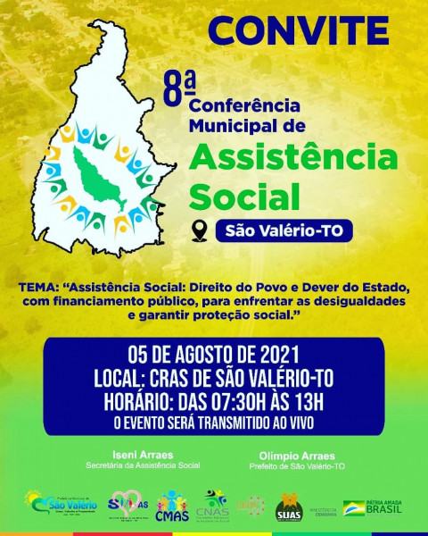 CONVITE – 8ª CONFERÊNCIA MUNICIPAL DE ASSISTÊNCIA SOCIAL DE SÃO VALÉRIO-TO.