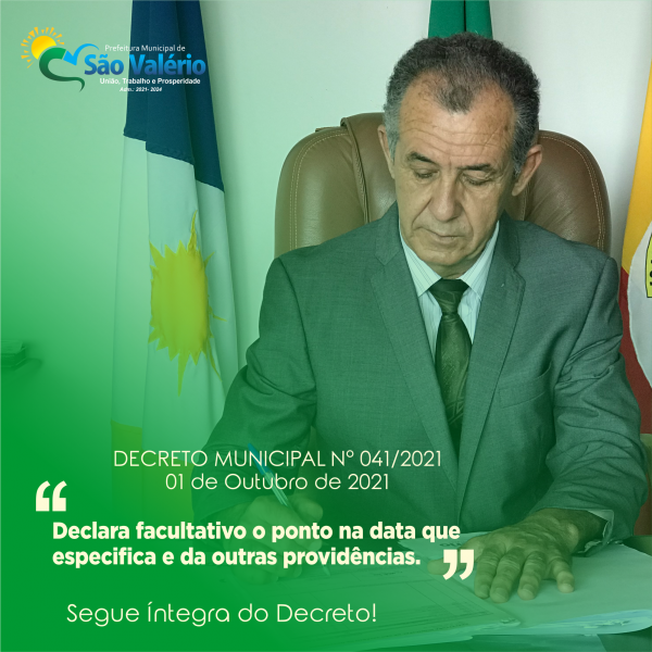 Prefeitura Decreta Ponto Facultativo Nesta Segunda-feira 04 de Outubro.