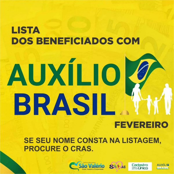 ATENÇÃO! Lista dos Beneficiados com o AUXÍLIO BRASIL em São Valério-TO!